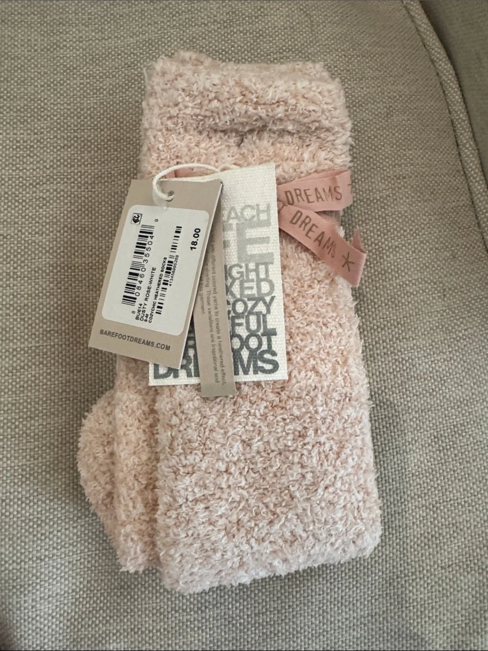 Barefoot Dreams Plush Lounge Socks - Light Blush. New with tags